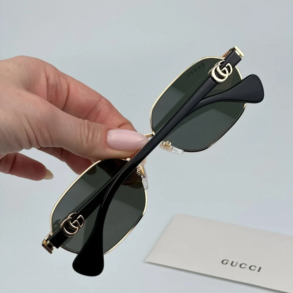 Gucci GG1593S 001 BRAND NEW Sunglasses Gold Grey Geometric Unisex